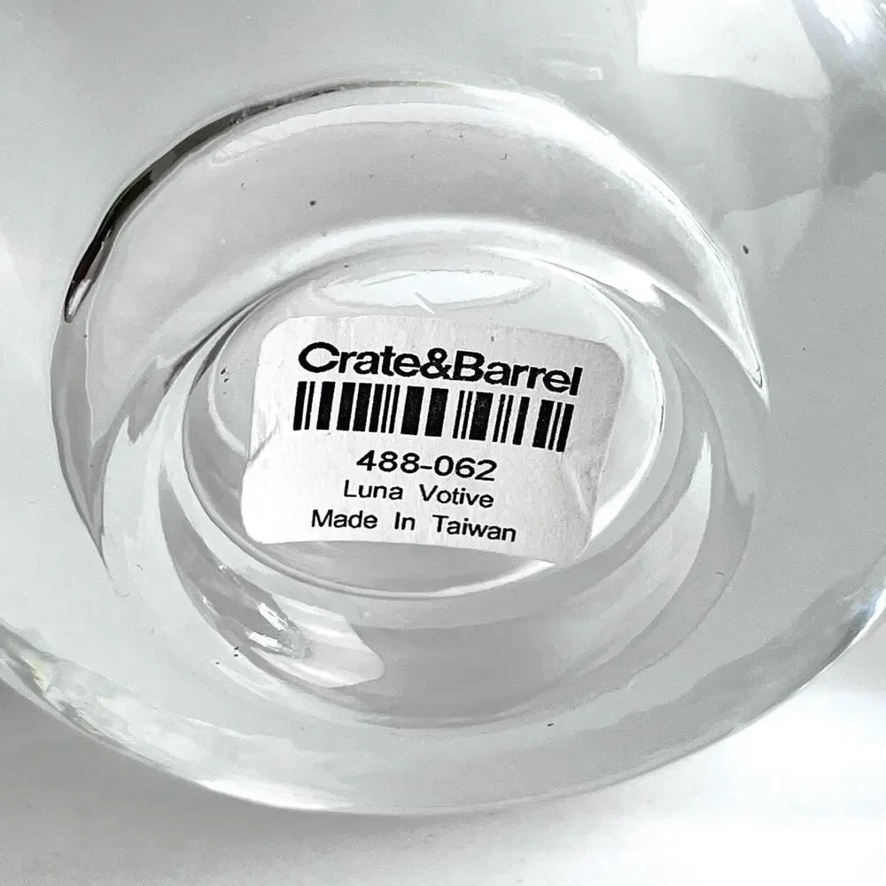 Crate & Barrel Luna Votive Holders Set of 3 Heavy Clear & Frosted Glass Lantern